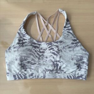 Fabletics Gray and White Strappy Sports Bra